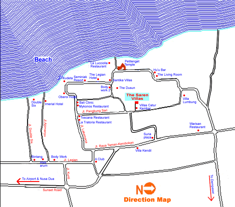 Direction to The Saren Villas