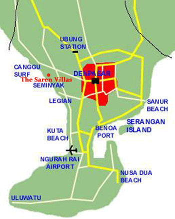 Map of South Bali